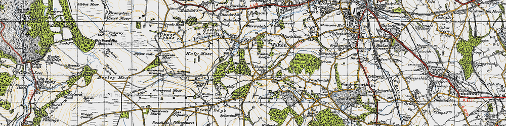 Old map of Slatepit Dale in 1947