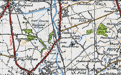 Old map of Slattocks in 1947