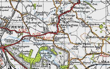 Old map of Slaughter Hill in 1947
