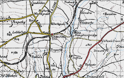 Old map of Slaughterbridge in 1946