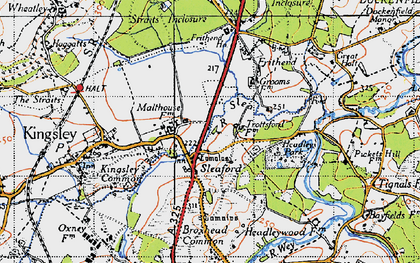 Old map of Sleaford in 1940