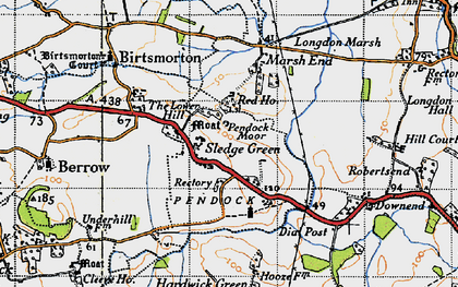 Old map of Sledge Green in 1947