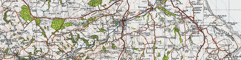 Old map of Sleights in 1947