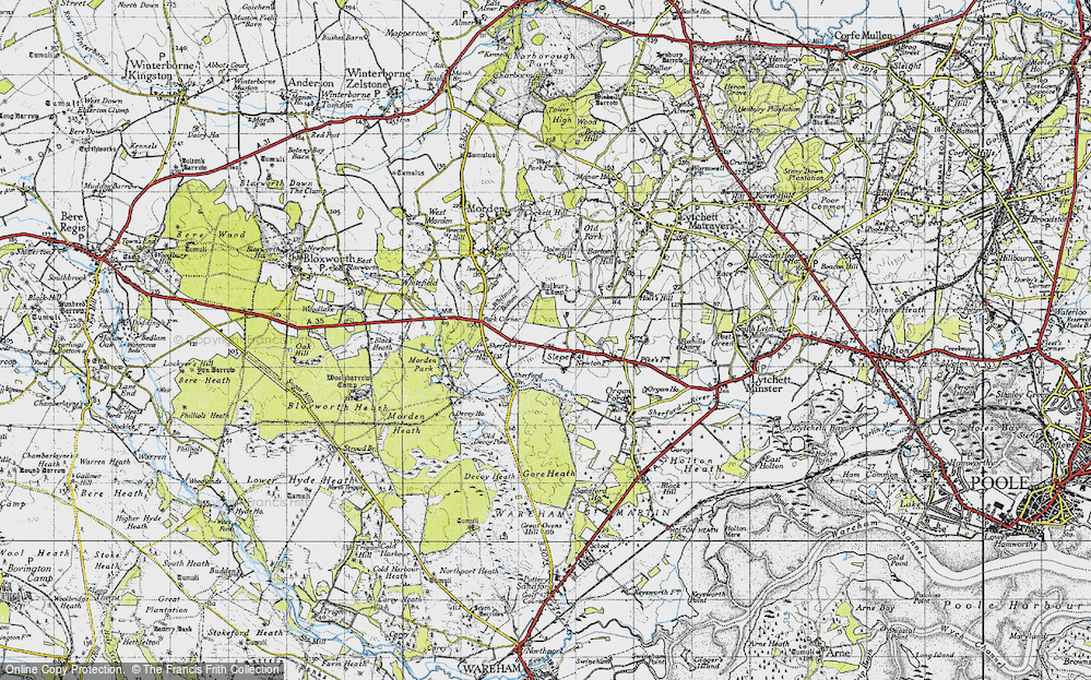 Old Map of Historic Map covering Bulbury in 1940