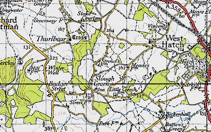 Old map of Slough Green in 1946