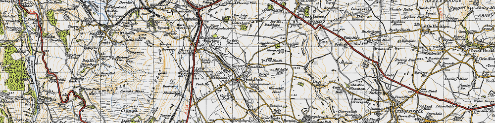 Old map of Batham Gate (Roman Road) in 1947
