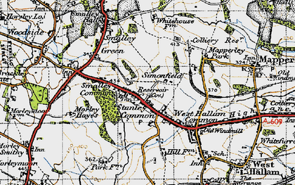 Old map of Smalley Common in 1946