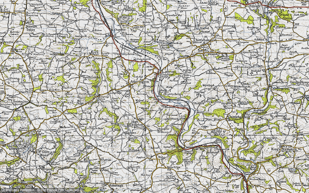 Old Map of Historic Map covering Bartridge in 1946