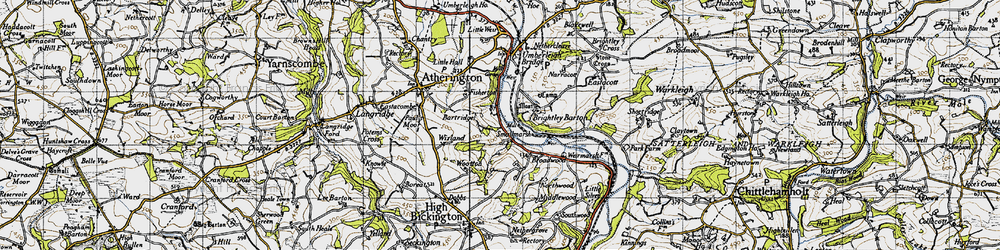 Old map of Brightley Barton in 1946