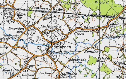 Old map of Smarden in 1940