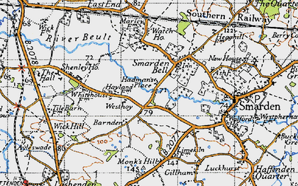 Old map of Smarden Bell in 1940