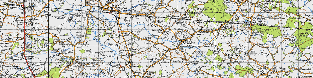 Old map of Smarden Bell in 1940