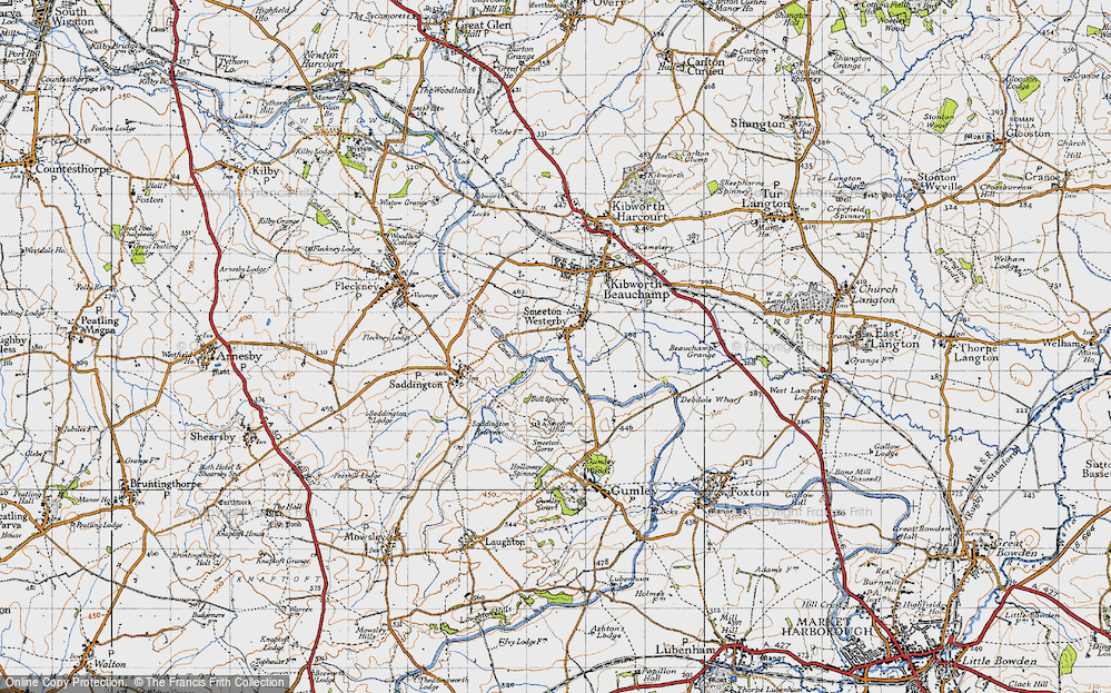 Old Map of Historic Map covering Bull Spinney in 1946