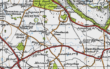 Old map of Smethwick Green in 1947