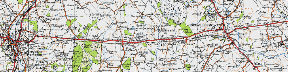 Old map of Smith's Green in 1946