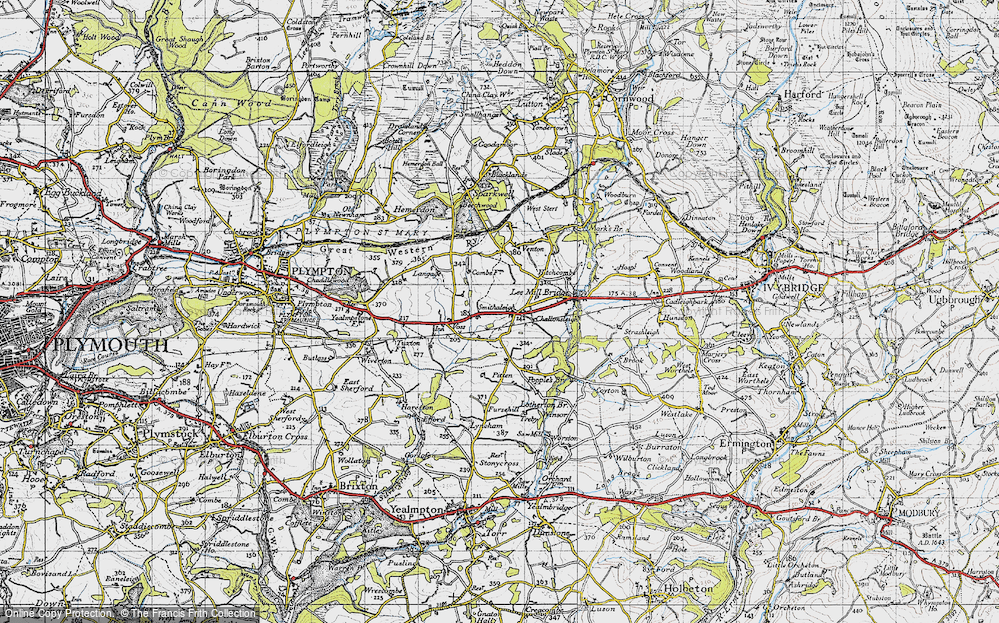 Old Map of Historic Map covering Ley in 1946