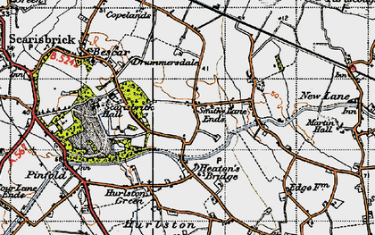 Old map of Smithy Lane Ends in 1947