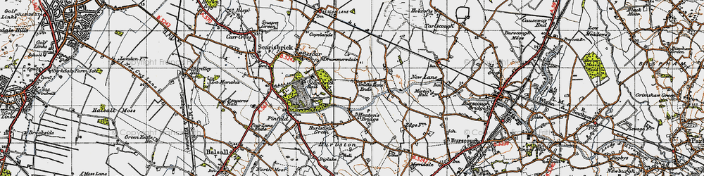 Old map of Smithy Lane Ends in 1947