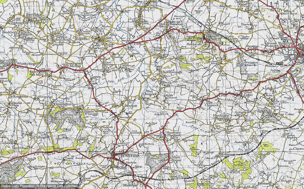 Old Map of Historic Map covering West Chinnock Hill in 1945
