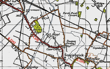 Old map of Snape Green in 1947
