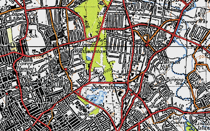 Old map of Snaresbrook in 1946