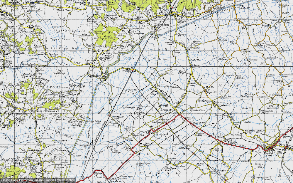 Old Map of Snargate, 1940 in 1940