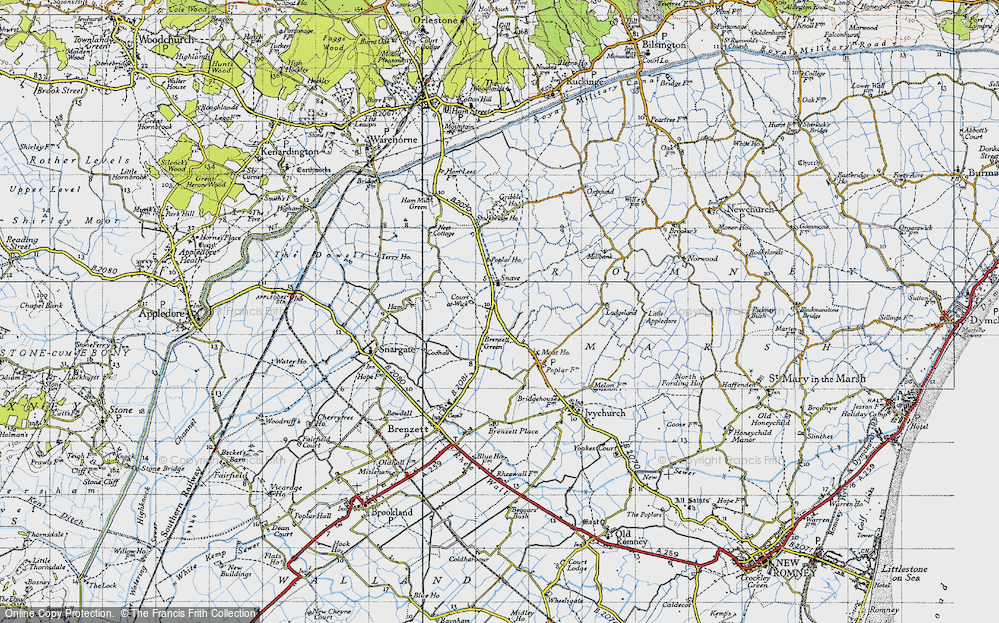 Old Map of Snave, 1940 in 1940