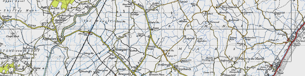 Old map of Snave in 1940