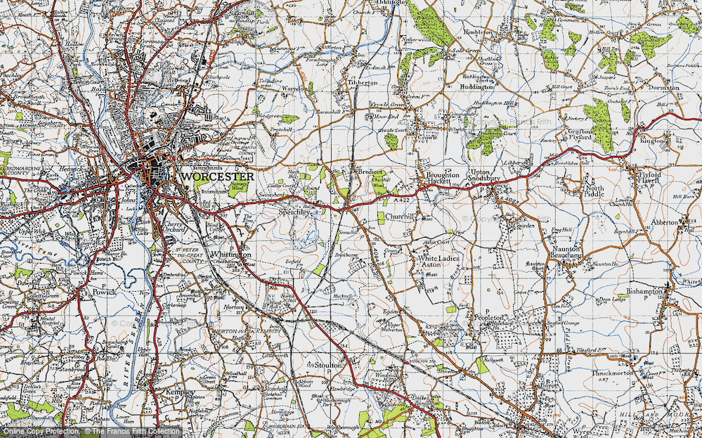 Old Map of Historic Map covering Bredicot in 1946