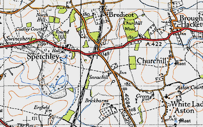 Old map of Bredicot in 1946