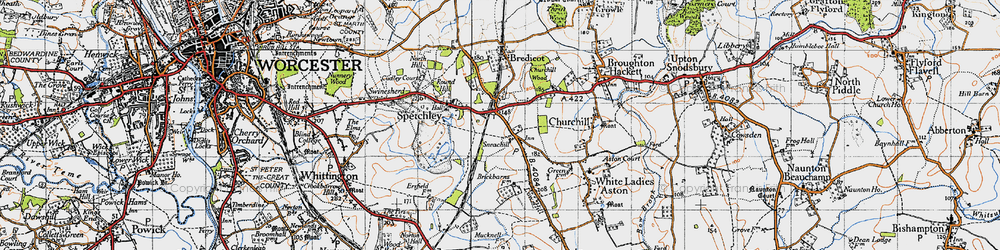 Old map of Bredicot in 1946