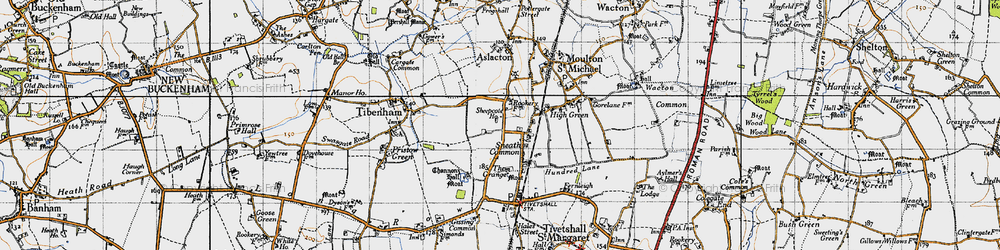 Old map of Tibenham Airfield in 1946