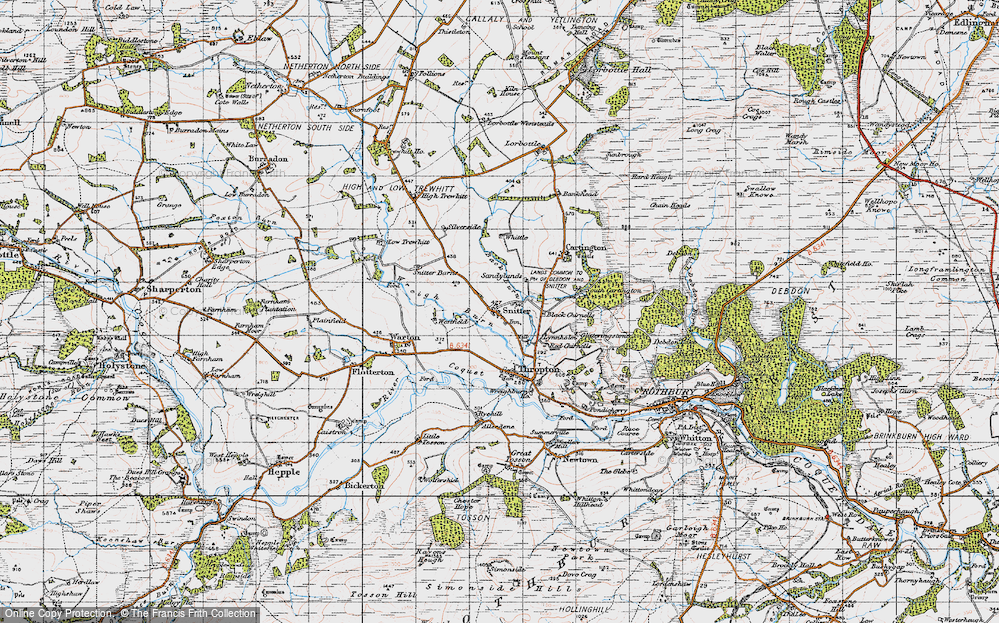 Old Map of Historic Map covering Wreigh Burn in 1947