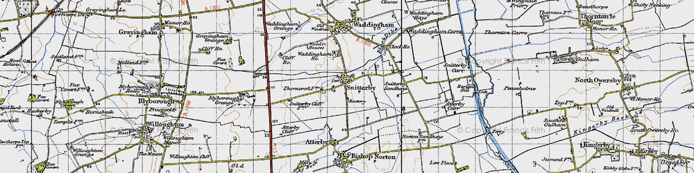 Old map of Snitterby in 1947