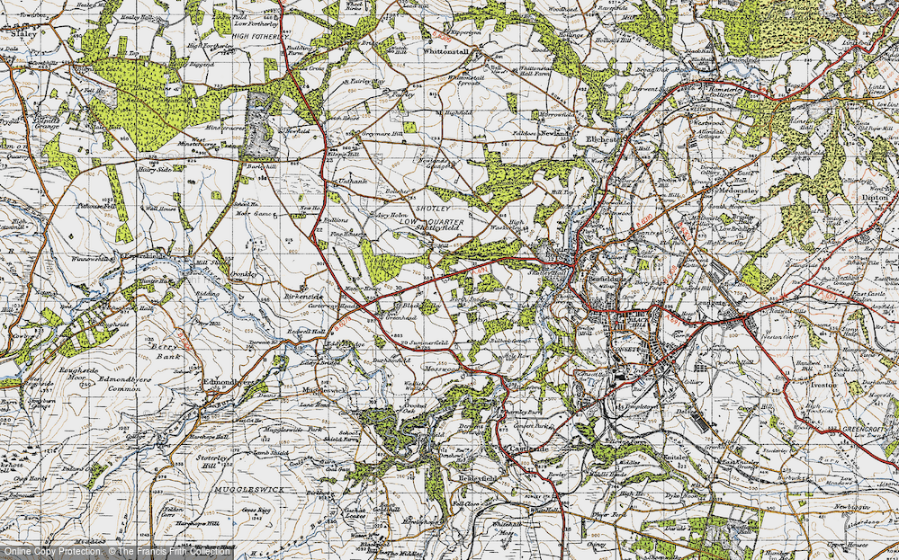 Old Map of Snods Edge, 1947 in 1947