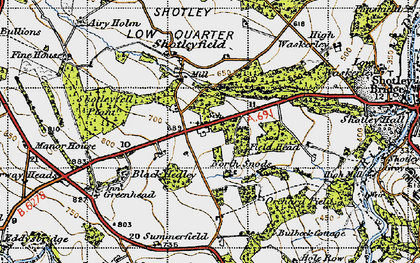 Old map of Snods Edge in 1947