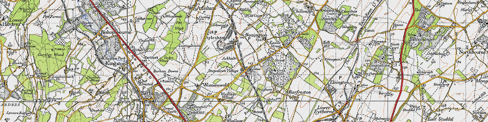 Old map of Ackholt in 1947