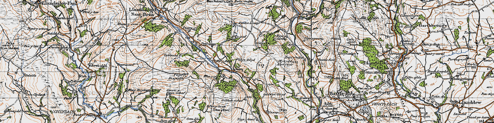 Old map of Afon Ysgir in 1947