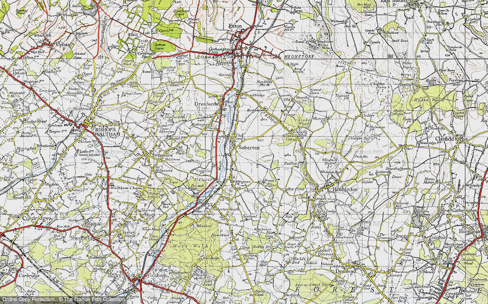 Old Map of Soberton, 1945 in 1945