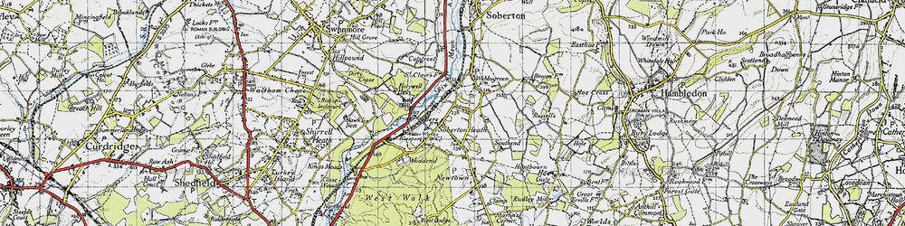Old map of Soberton Heath in 1945