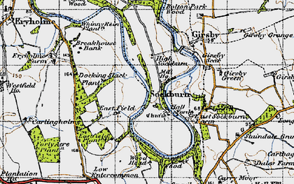 Old map of Sockburn in 1947
