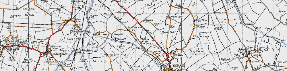 Old map of Soham Cotes in 1946