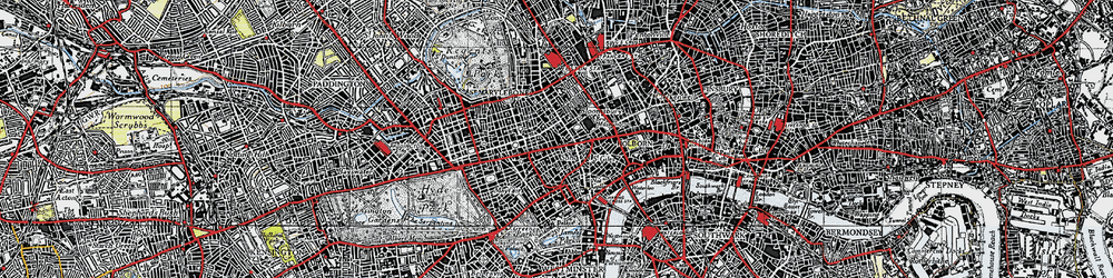 Old map of BT Tower in 1945