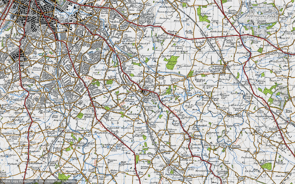 Old Map of Historic Map covering Solihull in 1947