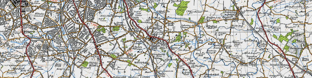 Old map of Solihull in 1947