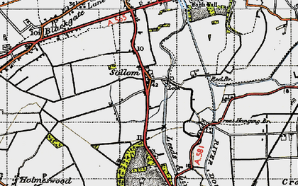 Old map of Sollom in 1947