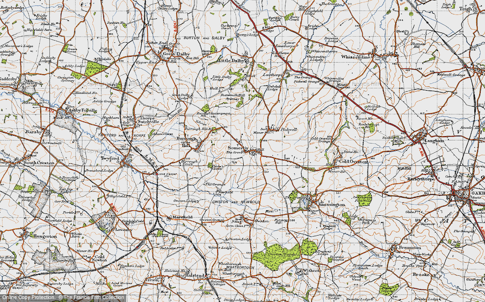 Old Map of Historic Map covering Burrough Hill Country Park in 1946