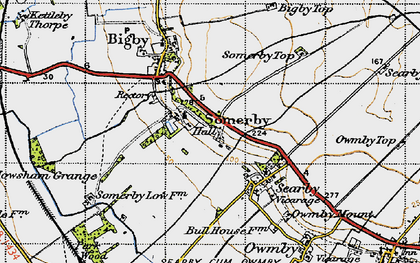 Old map of Bigby Top in 1947