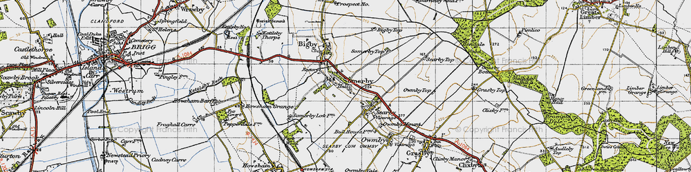 Old map of Bigby Top in 1947
