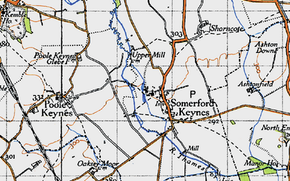 Old map of Somerford Keynes in 1947